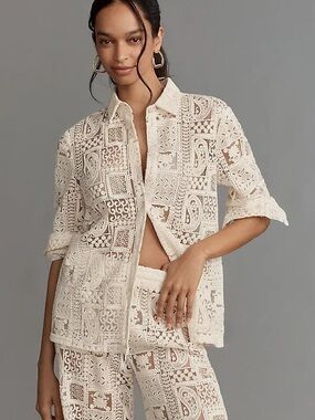 BLITHE Long Sleeved Layered Lace Shirt Top
